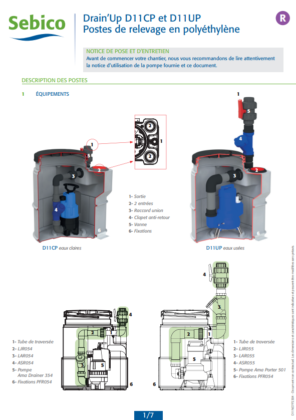 Poste de relevage DRAIN'UP D11CP et D11UP Poste de relevage DRAIN'UP D11CP et D11UP