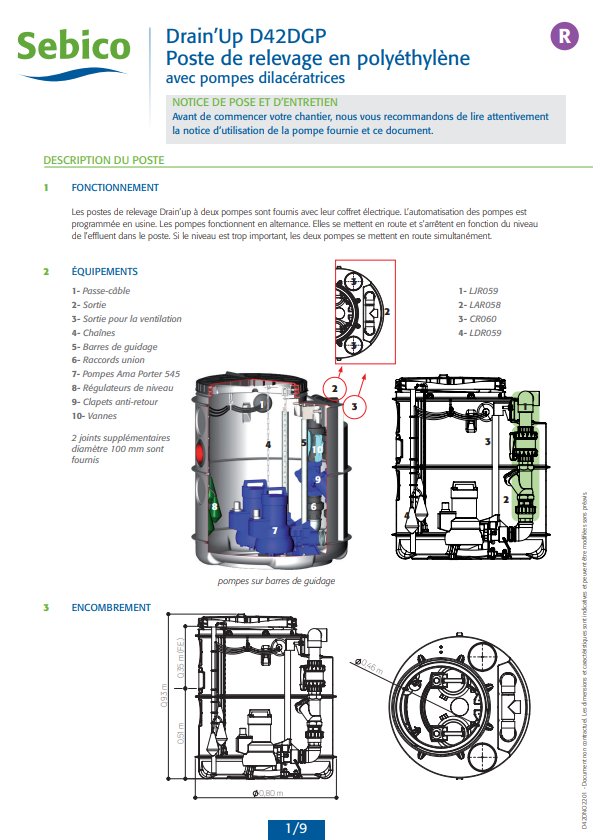 Poste de relevage DRAIN'UP D42DGP Poste de relevage DRAIN'UP D42DGP