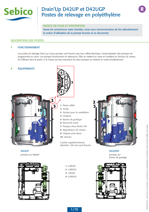 Poste de relevage DRAIN'UP D42UP et D42UGP Poste de relevage DRAIN'UP D42UP et D42UGP