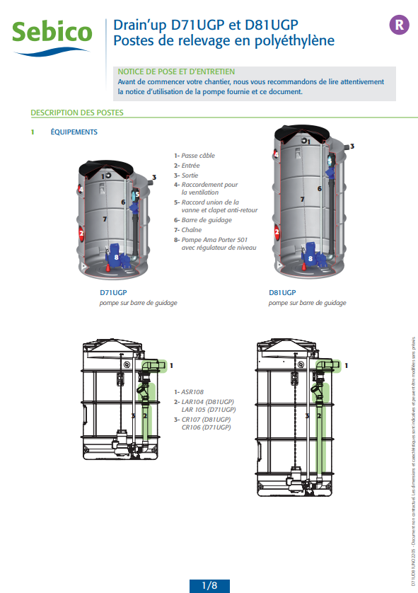 Poste de relevage DRAIN'UP D71UGP et D81UGP Poste de relevage DRAIN'UP D71UGP et D81UGP