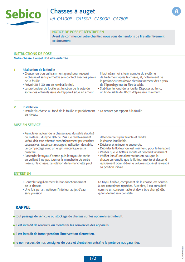 Chasse automatique à auget Chasse automatique à auget