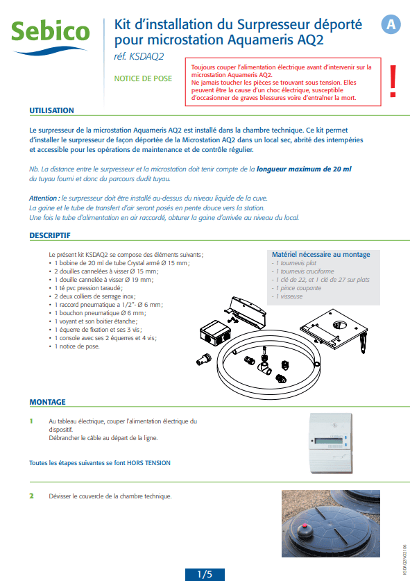 Kit d'installation du Surpresseur déporté pour microstation Aquameris AQ2 Kit d'installation du Surpresseur déporté pour microstation Aquameris AQ2
